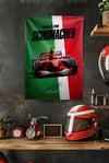 Vagonik F1 Temalı Schumacher Yeşil Duvar Örtüsü Halısı