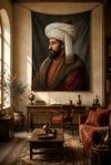 Vagonik Fatih Sultan Mehmet Portre Duvar Örtüsü Afişi Kalın Kumaş