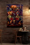 Vagonik Komik Polis Köpek Modern Desenli Duvar Örtüsü Tapestry Desen 449