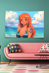 Vagonik Nami Beach Vibe Anime Girl Duvar Örtüsü Tapestry