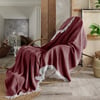 Vagonik Natural Keten Koltuk Örtüsü | Kara Tezgah Dokuma Koltuk Şalı - Bordo