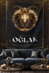 Vagonik Oğlak burcu Astroloji Temalı Mistik Desenli Duvar Örtüsü Tapestry Desen 468