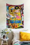 Vagonik Pop Art Gustav Klimt The Kiss Öpücük Grafiti Duvar Örtüsü Halısı