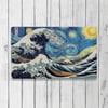 Vagonik Van Gogh Yıldızlı Gece Büyük Dalga Dijital Baskılı 50x70cm Dekoratif Çok Amaçlı Iç Ve Dış Kapı Paspası