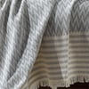 Vagonik Zigzag Natural Keten Koltuk Örtüsü | Koltuk Şalı Çekyat Örtüsü - Gri