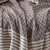 Vagonik Zigzag Natural Keten Koltuk Örtüsü | Koltuk Şalı Çekyat Örtüsü - Bordo
