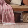 Vagonik Zigzag Pamuklu Tv Battaniyesi, Diz Battaniyesi Throw - Bordo