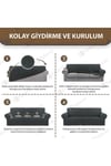 Likralı Streç Lastikli Koltuk Örtüsü Takımı 3 3 1 1 Esnek Kanepe çekyat kılıfı