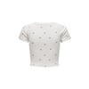 Desenli Bisikelt Yaka Kaın Crop T-shirt