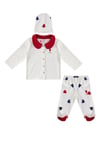 Ekru Çırçıtlı Kalp Desenli Bebek 3Lü Takım