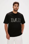 ERKEK BASKILI BİSİKLET YAKA T-SHIRT