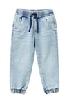 Erkek Çocuk Açık Mavi Arka Cebi Logolu Lastik Paça Ağartılmış Denim Pantolon