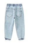 Erkek Çocuk Açık Mavi Arka Cebi Logolu Lastik Paça Ağartılmış Denim Pantolon