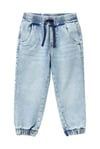 Erkek Çocuk Açık Mavi Arka Cebi Logolu Lastik Paça Ağartılmış Denim Pantolon