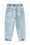 Erkek Çocuk Açık Mavi Arka Cebi Logolu Lastik Paça Ağartılmış Denim Pantolon