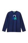 Erkek Çocuk Önü Çok Renkli Logo Baskılı Bisiklet Yaka Sweatshirt