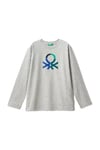 Erkek Çocuk Önü Çok Renkli Logo Baskılı Bisiklet Yaka Sweatshirt