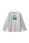 Erkek Çocuk Önü Çok Renkli Logo Baskılı Bisiklet Yaka Sweatshirt