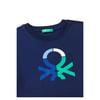 Erkek Çocuk Önü Çok Renkli Logo Baskılı Bisiklet Yaka Sweatshirt