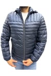Erkek Kapitone Çizgili Desenli Kapüşonlu Slim Fit Şişme Casual Mont