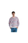 Erkek Pamuk Karışımlı Göğsü Logo Detaylı Şerit Desenli Sweatshirt