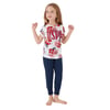 Floral Print Krem Kız Çocuk Kısa Kol Pijama Takım