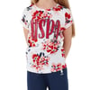 Floral Print Krem Kız Çocuk Kısa Kol Pijama Takım