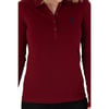 Kadın Bordo Basic Polo Yaka Sweatshirt