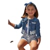 Kız Çocuk Fistolu Denim Kot Mavi Ceket 