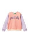 Kız Çocuk Önü Simli Logo Baskılı Normal Kesim Bisiklet Yaka Sweatshirt