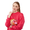 Pul İşlemeli Baskılı Sweatshirt