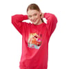 Pul İşlemeli Baskılı Sweatshirt