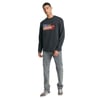 Regular Fit Normal Kesim Bisiklet Yaka Şardonlu Siyah Sweatshirt