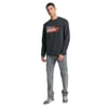 Regular Fit Normal Kesim Bisiklet Yaka Şardonlu Siyah Sweatshirt