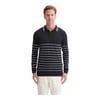 Slim Fit Viskon Dokulu Basic Çizgi Detaylı Polo Yaka Kazak-33020