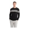 Slim Fit Viskon Kumaş Basic İki Çizgili Bisiklet Yaka Kazak