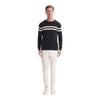 Slim Fit Viskon Kumaş Basic İki Çizgili Bisiklet Yaka Kazak