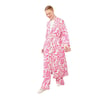 Yaprak Desen Keten Kimono Takım