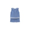 Yazlık Kız Bebek Bluz Şort Set Mavi 