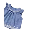 Yazlık Kız Bebek Bluz Şort Set Mavi 