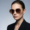 Balenciaga BB0014S 005 Altın Kahverengi Oval Kadın Güneş Gözlüğü 58-17