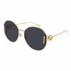 Gucci GG1206SA 002 63-18 Kadın Füme Mat Camlı Oval Altın Metal Çerçeveli Güneş Gözlüğü
