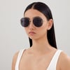 Gucci GG1206SA 002 63-18 Kadın Füme Mat Camlı Oval Altın Metal Çerçeveli Güneş Gözlüğü
