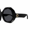 Gucci GG1242S 001 57-24 Kadın Füme Mat Camlı Siyah Asetat Geometrik Güneş Gözlüğü