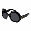 Gucci GG1242S 001 57-24 Kadın Füme Mat Camlı Siyah Asetat Geometrik Güneş Gözlüğü