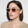 Gucci GG1535S 003 54-20 Kadın Kahverengi Mat Camlı Bej Asetat Dikdörtgen Güneş Gözlüğü