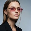 Gucci GG1600S 004 56-18 Unisex Pembe Mat Camlı Altın Metal Dikdörtgen Güneş Gözlüğü