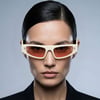 Gucci GG1634S 007 51-18 Kadın Turuncu Mat Camlı Bej Asetat Cat Eye Güneş Gözlüğü