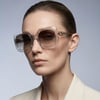 Philipp Plein Queen SPP065S 03GU 55-24 Kadın Güneş Gözlüğü – Kahverengi Asetat Çerçeve & Degrade Cam