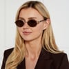 Yves Saint Laurent SL 692 004 55-19 Kadın Güneş Gözlüğü – Altın Metal Çerçeve, Kahverengi Mat Cam, UV400
